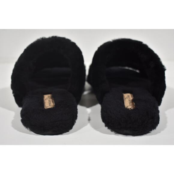 Christian Dior Chez Moi Black Shearling Fur White Logo Slide Flat Sandal 37.5 - Picture 7 of 8